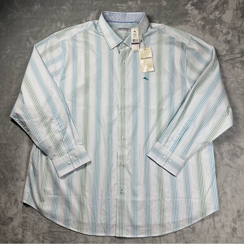 NWT Tommy Bahama Sarasota Stretch Seaview BT Striped Shirt Flip Cuff 2XLB Big
